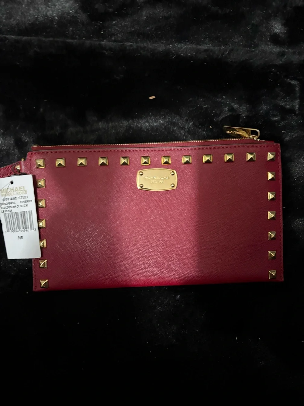 Michael Kors Women's cherry red Studded Leather Wristlet NWT. - Picture 2 of 7